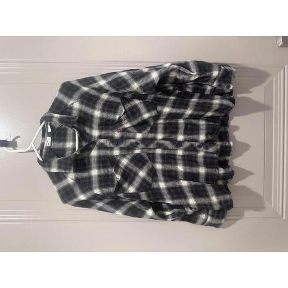 Levi's Tops - Levi's Black and White Plaid Button-Up Shirt